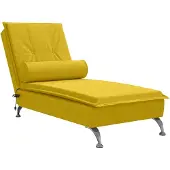 vidaXL Chaise longue de massage avec traversin Jaune velours