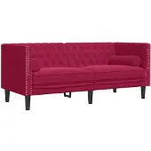 vidaXL Canapé Chesterfield avec traversins 2 places velours