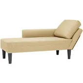vidaXL Chaise longue avec coussin gris-vert tissu velours côtelé