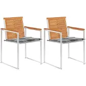 vidaXL Chaises de jardin avec coussins 2 pcs. Bois massif acacia et acier