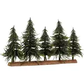 House of Seasons : tronc décoratif avec sapins de Noël artificiels - L 80 x H 40 cm - Vert