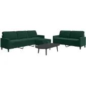 vidaXL Ensemble de canapés 3 pièces avec coussins vert foncé velours