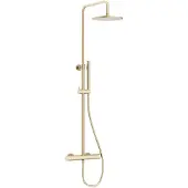 Crosswater Central ensemble de douche pluie apparent – thermostatique – douche de tête ronde – douchette bâton – laiton brossé RM531WF