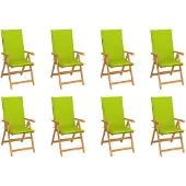 vidaXL Chaises longues de jardin avec coussins 8 pcs. Bois massif teck