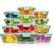 YASHE Boîtes en verre LN-12PCS-Green, 12 pièces, 6,75 L