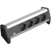 Bachmann DESK 1 - Bâti de prises - CA 230 V - entrée, entrée GST18 - prises de sortie : 4 - Allemagne - noir, aluminium anodisé (902.0049)