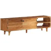 vidaXL Armoire TV en bois massif d'acacia finition miel 140x30x40 cm