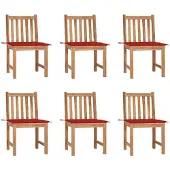 vidaXL Chaises de jardin 6 pcs. avec coussins teck massif
