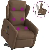 vidaXL Fauteuil de massage avec releveur Marron Tissu