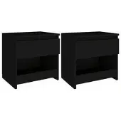 vidaXL Tables de chevet 2 pcs Noir 40x30x39 cm Bois d’ingénierie