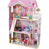 Kidkraft Annabelle Maison De Poupées, En Bois, Rose | 3 Étages, 17 Accessoires, Mobilier et Ascenseur Inclus |Jeux De Rôle | Dimensions Totales: 82,8