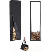Lendo Online Range-bûches avec Housse 50x25x196 cm Noir