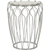 Mauro Ferretti Table d'appoint en marbre et en fer, diamètre 47,5 x 61,5 cm, couleur argent, modèle Hook de