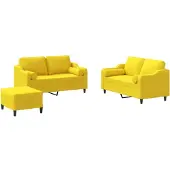vidaXL Ensemble de canapés 3 pièces avec coussins Tissu jaune clair