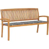 vidaXL Banc de jardin empilable avec support 159 cm bois massif teck
