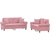 vidaXL Ensemble de canapés 2 pièces avec coussins Rose velours