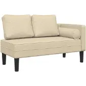 vidaXL Chaise longue avec coussin Crème Tissu