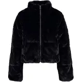 Urban Classics - Veste de transition pour femmes, courte, imitation fourrure, matelassée, noire, taille XS