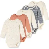 Schiesser Barboteuse / body ' Fine Rib Multi ' sable / bleu / rouge rouille / blanc