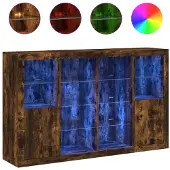 vidaXL Sideboards avec lampes LED 3 pcs. Chêne fumé Matériau dérivé du bois