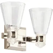 Quintiesse Kayva LED Applique murale double nickel poli transparent à facettes IP44 (1250 lm)