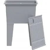 vidaXL Bac à linge gris 59x41x75 cm résine
