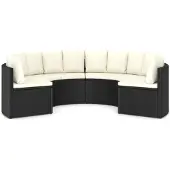vidaXL Ensemble de salon de jardin 6 pièces avec coussins Poly rotin noir