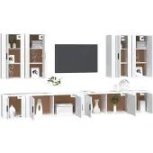 vidaXL 8 pcs. Ensemble de meuble TV Blanc Matériau dérivé du bois