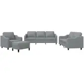 vidaXL Ensemble de canapés 4 pièces avec coussins Tissu gris clair