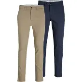 Jack & Jones Pantalon chino 'Macro Dave' beige / bleu marine