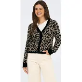 ONLY Cardigan 'ONLLeo' beige chiné / noir