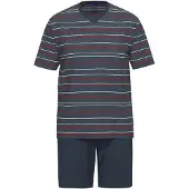 Ammann Pyjama court ' Barcelona ' bleu nuit / rouge / blanc
