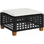 vidaXL Tabouret de jardin et coussin noir 63,5x56x32 cm résine tressée
