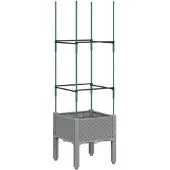 vidaXL Jardinière avec treillis gris clair 40x40x142,5 cm PP