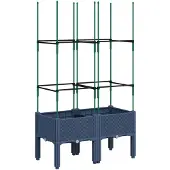 vidaXL Jardinière avec treillis bleu gris 80x40x142,5 cm PP