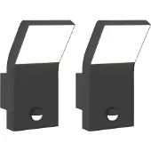 vidaXL Lampes murales d'extérieur LED avec capteur 2 pcs. noir fonte d'aluminium