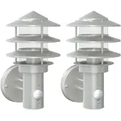 vidaXL Lampes murales extérieures avec détecteur de mouvement 2 pcs. argent Acier inoxydable