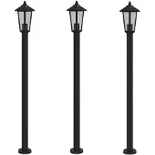 vidaXL Lampes d'allée 3 pcs. noir 120 cm acier inoxydable