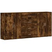 vidaXL Sideboards 3 pcs. Chêne fumé 60x31x84 cm Bois composite