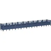 vidaXL Jardinière avec piquets bleu gris 363,5x43,5x43,5 cm PP