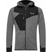 Salewa - Polaire chaude et légère - Puez 2 Dry M L/S Hood FZ Tee Black Out Melange pour Homme en Tissu Technique - Taille S - Gris
