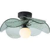 QAZQA Plafonnier design noir avec verre nervuré vert - Kemner