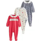 Next Pyjama crème / camel / bleu marine / rouge