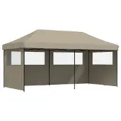 vidaXL Tente de réception pliable Pop-Up avec 3 parties latérales Taupe