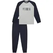Schiesser Pyjama 'Nightwear' bleu foncé / gris chiné