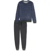Schiesser Pyjama long ' Casual Nightwear ' bleu denim / gris