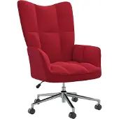 Möbelando Fauteuil "Hambach" en velours (100% polyester), acier rouge bordeaux. Dimensions (L/H/P) 61x102x69 cm
