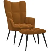 vidaXL Fauteuil "Gückingen" en velours (100% polyester) et acier brun. Dimensions (l/h/p) 61x96x70 cm