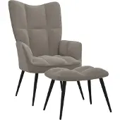 vidaXL Fauteuil "Gückingen" en velours (100% polyester), acier en gris clair. Dimensions (l/h/p) 61x96x70 cm
