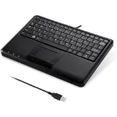 Perixx Clavier, PERIBOARD-510 H PLUS, USB, Super Mini Touchpad Keyboard, avec 2x Hub USB, disposition du clavier FR